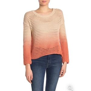 NWOT Nordstrom Good Luck Gem Coral Tan Ombré Open Stitch Sweater